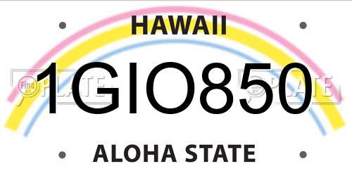 1GIO850 Hawaii License Plate