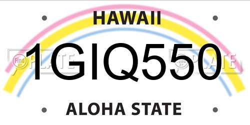 1GIQ550 Hawaii License Plate