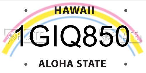 1GIQ850 Hawaii License Plate