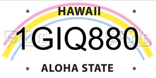 1GIQ880 Hawaii License Plate