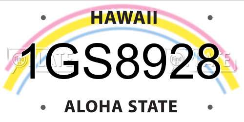 1GS8928 Hawaii License Plate