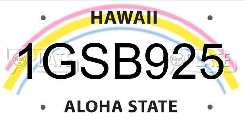 1GSB925 Hawaii License Plate