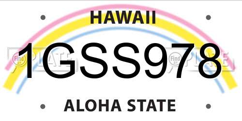 1GSS978 Hawaii License Plate