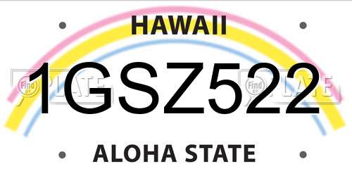 1GSZ522 Hawaii License Plate
