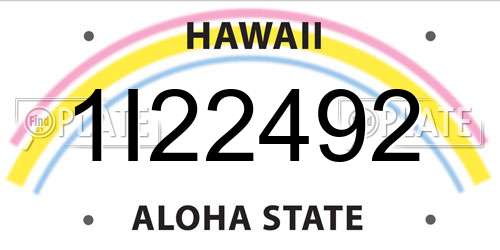 1I22492 Hawaii License Plate