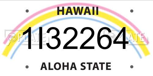 1I32264 Hawaii License Plate