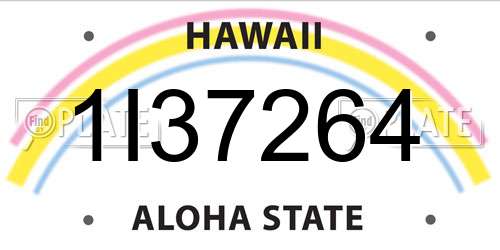 1I37264 Hawaii License Plate