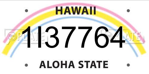 1I37764 Hawaii License Plate