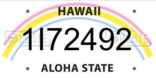 1I72492 Hawaii License Plate