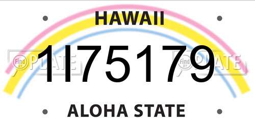 1I75179 Hawaii License Plate