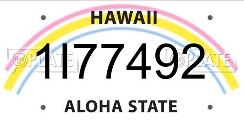 1I77492 Hawaii License Plate