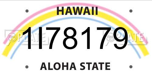 1I78179 Hawaii License Plate