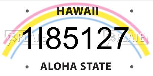 1I85127 Hawaii License Plate