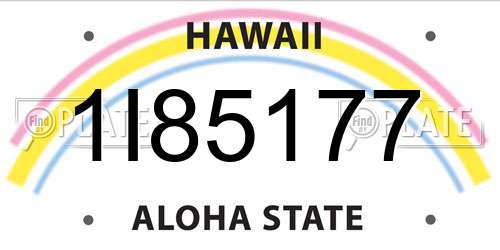 1I85177 Hawaii License Plate