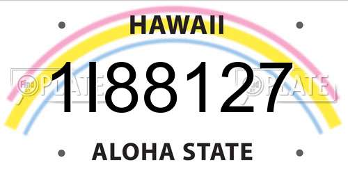 1I88127 Hawaii License Plate