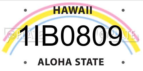 1IB0809 Hawaii License Plate