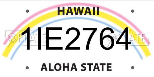 1IE2764 Hawaii License Plate