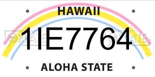 1IE7764 Hawaii License Plate