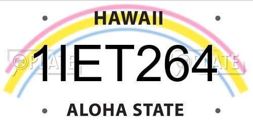 1IET264 Hawaii License Plate