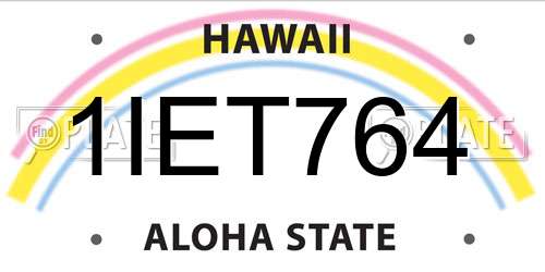 1IET764 Hawaii License Plate