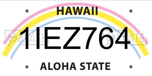1IEZ764 Hawaii License Plate
