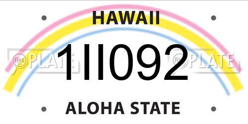 1II092 Hawaii License Plate