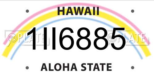 1II6885 Hawaii License Plate