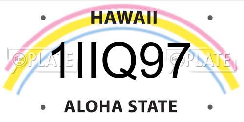 1IIQ97 Hawaii License Plate
