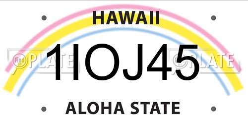 1IOJ45 Hawaii License Plate