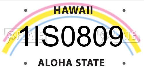 1IS0809 Hawaii License Plate