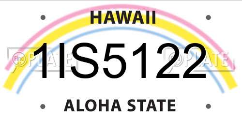 1IS5122 Hawaii License Plate