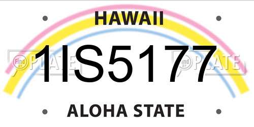 1IS5177 Hawaii License Plate