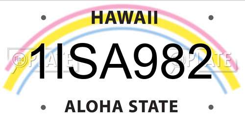 1ISA982 Hawaii License Plate
