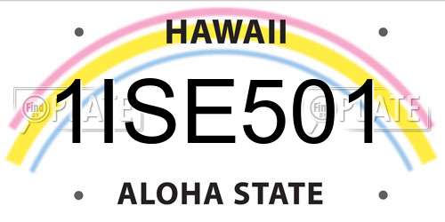 1ISE501 Hawaii License Plate