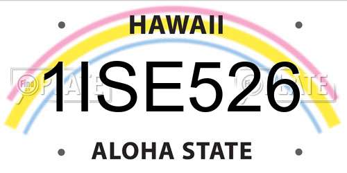 1ISE526 Hawaii License Plate