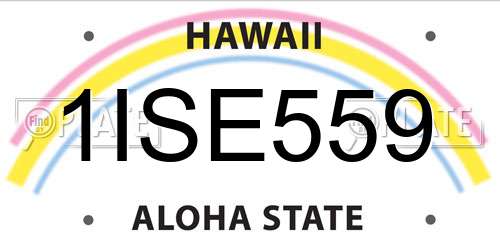 1ISE559 Hawaii License Plate