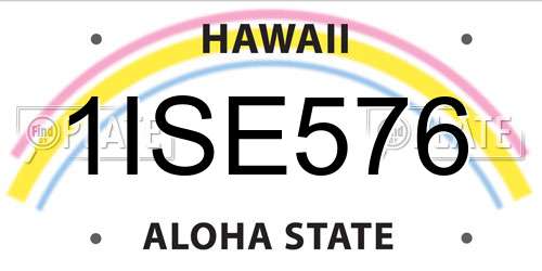 1ISE576 Hawaii License Plate