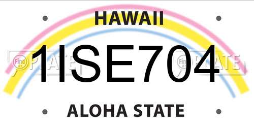 1ISE704 Hawaii License Plate