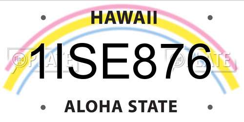 1ISE876 Hawaii License Plate