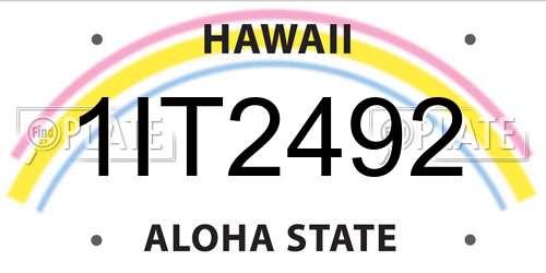 1IT2492 Hawaii License Plate