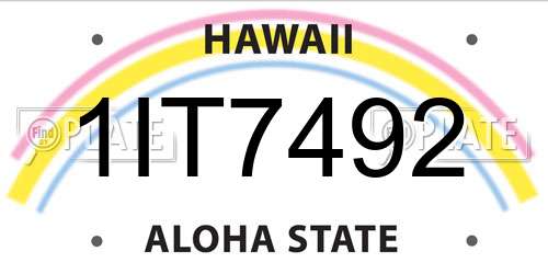 1IT7492 Hawaii License Plate