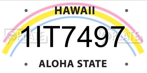 1IT7497 Hawaii License Plate