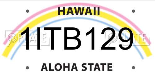 1ITB129 Hawaii License Plate