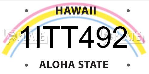1ITT492 Hawaii License Plate
