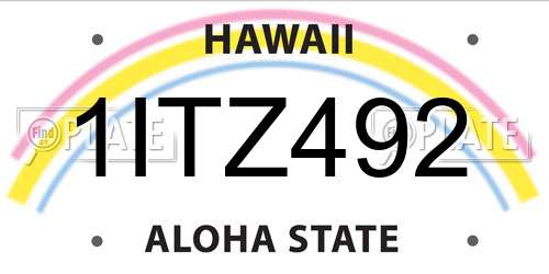 1ITZ492 Hawaii License Plate