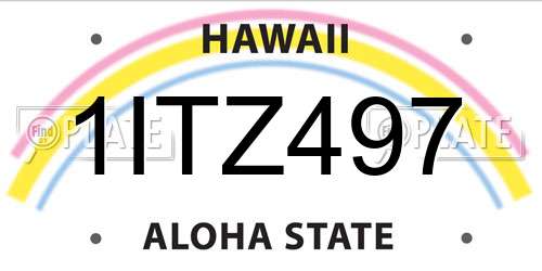 1ITZ497 Hawaii License Plate