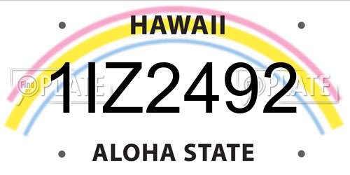 1IZ2492 Hawaii License Plate
