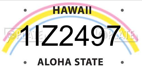 1IZ2497 Hawaii License Plate