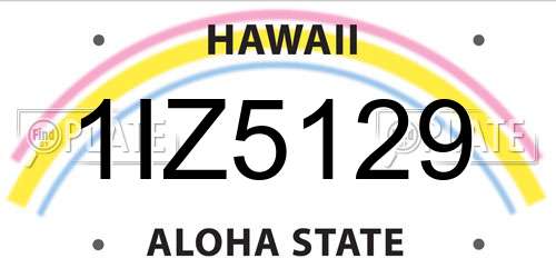 1IZ5129 Hawaii License Plate