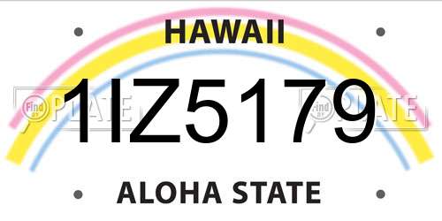 1IZ5179 Hawaii License Plate